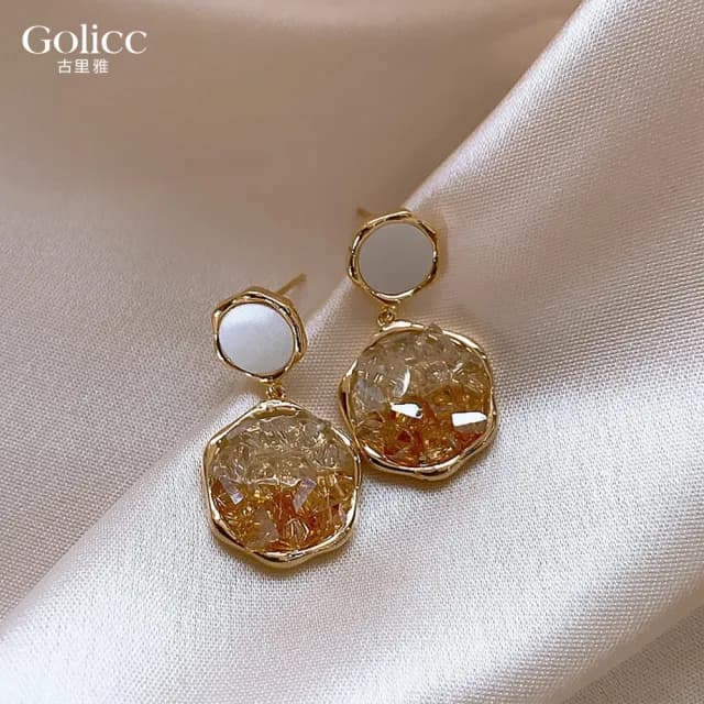 【Golicc】耳環 韓版 漸變 水晶(七夕 情人節 生日 飾品 耳釘 耳飾 耳墜 禮物)