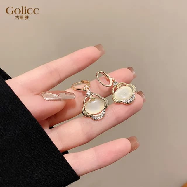 【Golicc】耳環 如意 平安鎖(七夕 情人節 生日 飾品 耳釘 耳飾 耳墜 禮物)