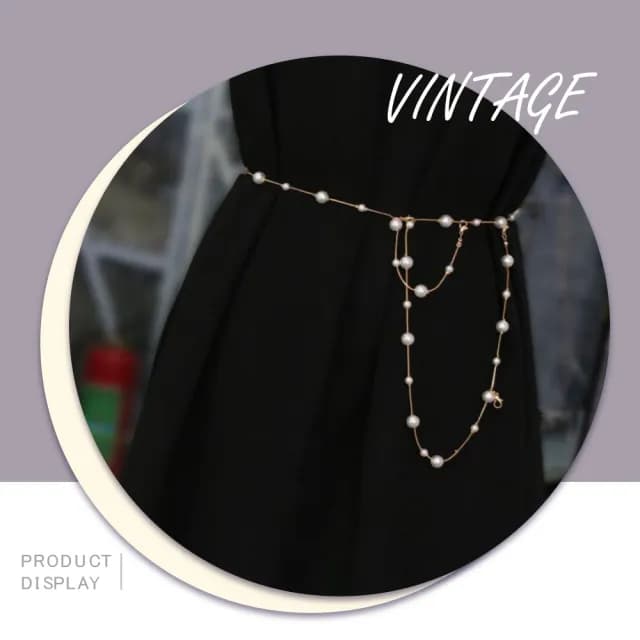 【百搭時尚】氣質細腰珍珠腰鍊(收腰帶 皮帶 顯瘦 連身裙 洋裝 修改褲頭 飾品配件 女生 網美 禮服 拍攝道具)