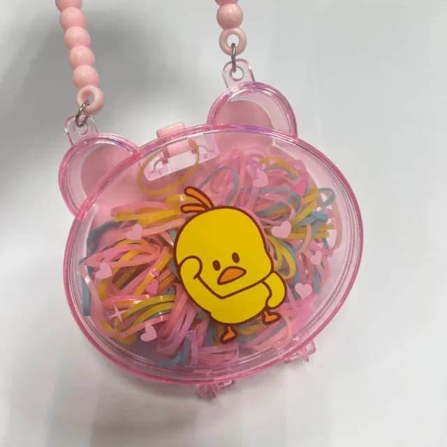 【bibi】情人節禮物 3入組合可愛手提小熊收納盒裝橡皮筋(盒裝箱皮筋)