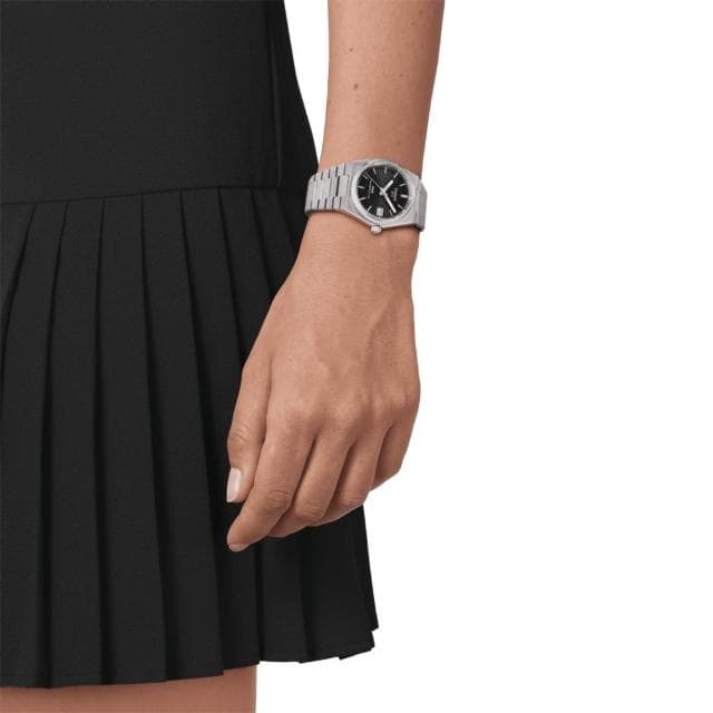 【TISSOT 天梭 官方授權】PRX系列 復古風酒桶型淑女機械錶-35mm 情人節 禮物(T1372071105100)