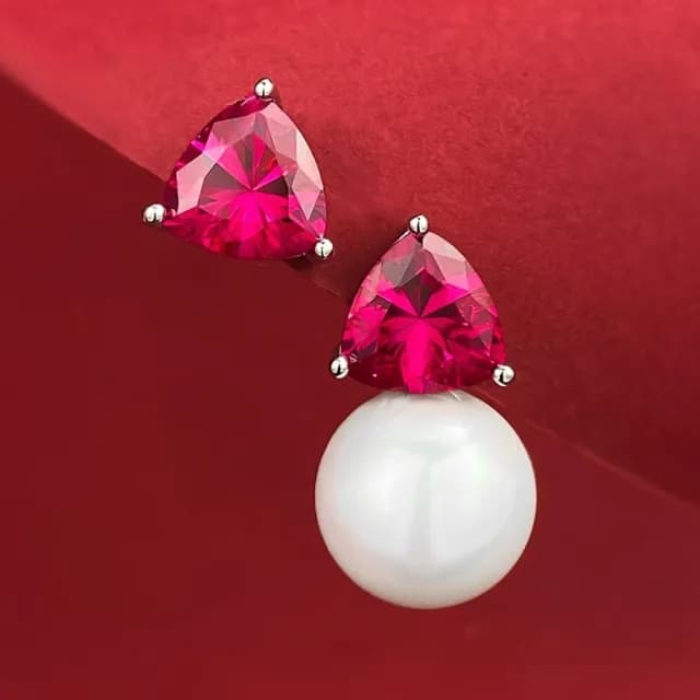 【米蘭精品】現貨+預購 珍珠耳環925純銀耳針(三角形鋯石11mm貝珠女飾品聖誕節交換禮物74gh22)