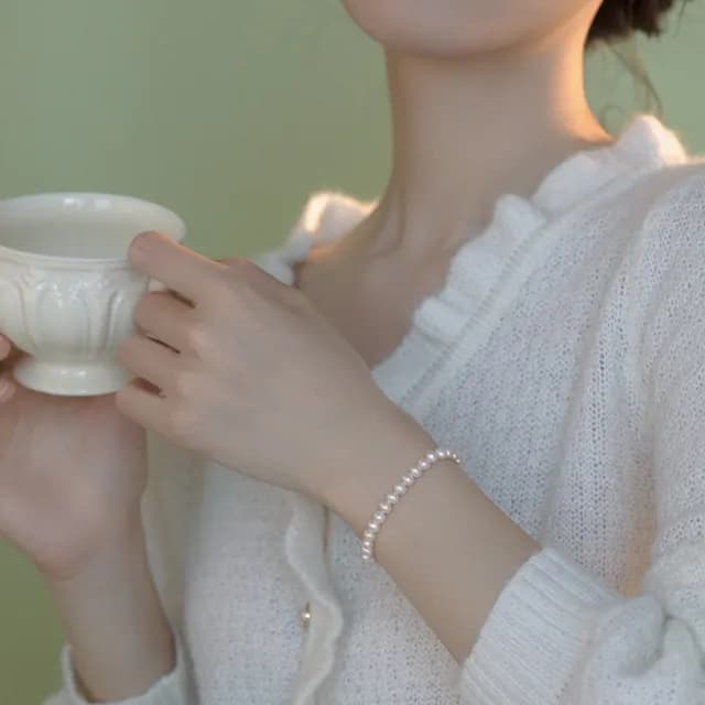 【City Diamond 引雅】天然珍珠 4-5mm 愛心 手鍊(職人工藝系列)