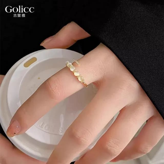 【Gulicc】戒指 微鑲 閃鑽 貓眼石(雙11 聖誕節 生日 造型戒 食指戒 尾戒 禮物)