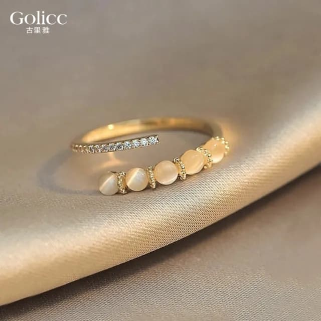 【Gulicc】戒指 微鑲 閃鑽 貓眼石(雙11 聖誕節 生日 造型戒 食指戒 尾戒 禮物)