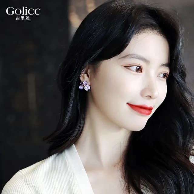 【Golicc】耳環 紫色森林 氣質優雅(七夕 情人節 生日 飾品 耳釘 耳飾 耳墜 禮物)