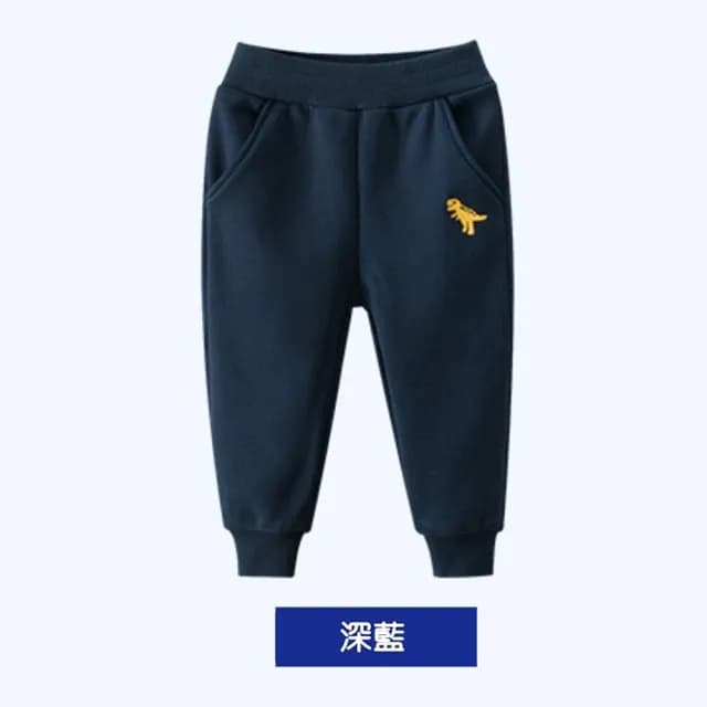 【橘魔法】刺繡暴龍厚棉絨運動褲(恐龍 男童 長褲 棉褲 縮口褲 運動褲 褲子 童裝 兒童 保暖)