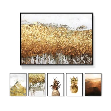 【菠蘿選畫所】輕奢金色系列裝飾掛畫-42x60cm(抽象畫/客廳沙發掛畫/風景裝飾畫/玄關擺設/入厝禮物)