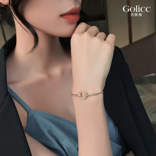 【Golicc】手鍊 滿鑽 圓環(七夕 情人節 生日 手環 手繩 首飾 飾品 禮物)