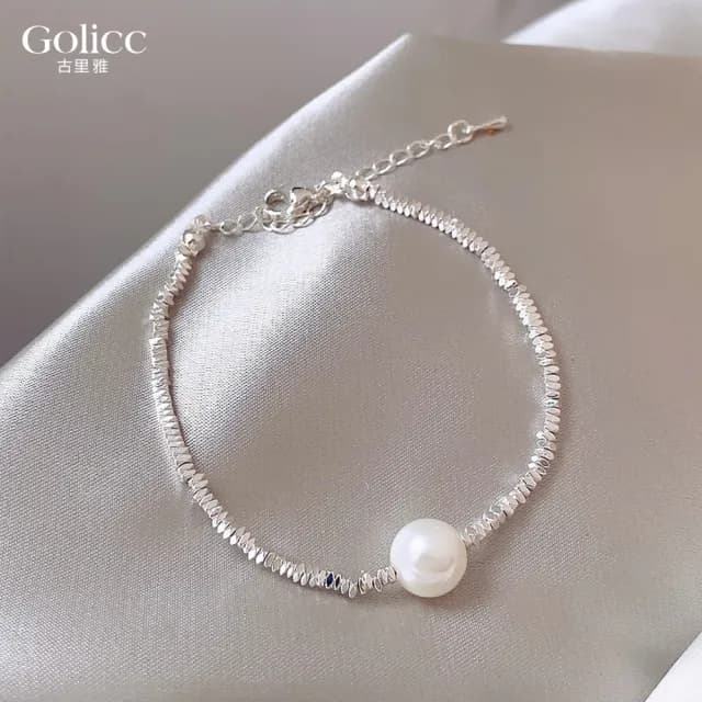 【Golicc】輕奢碎銀子 柔美珍珠手鍊(99購物限定 生日 手環 手繩 首飾 飾品 禮物)