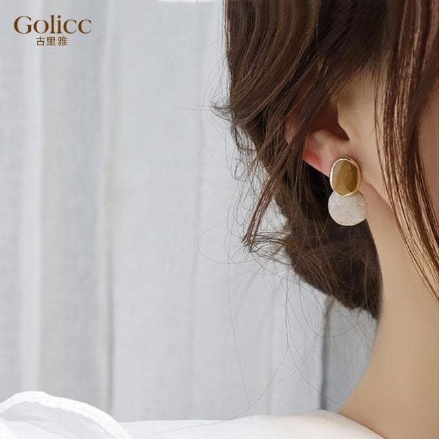 【Golicc】耳環 氣質 復古 圓形(母親節 生日 情人節 飾品 耳釘 耳飾 耳墜 禮物)