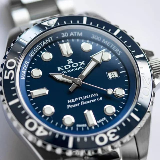 【EDOX 伊度】Neptunian 海神 68H超動能300米潛水機械錶-藍/42mm 送禮 禮物 推薦(E80801.3BUM.BUIN)