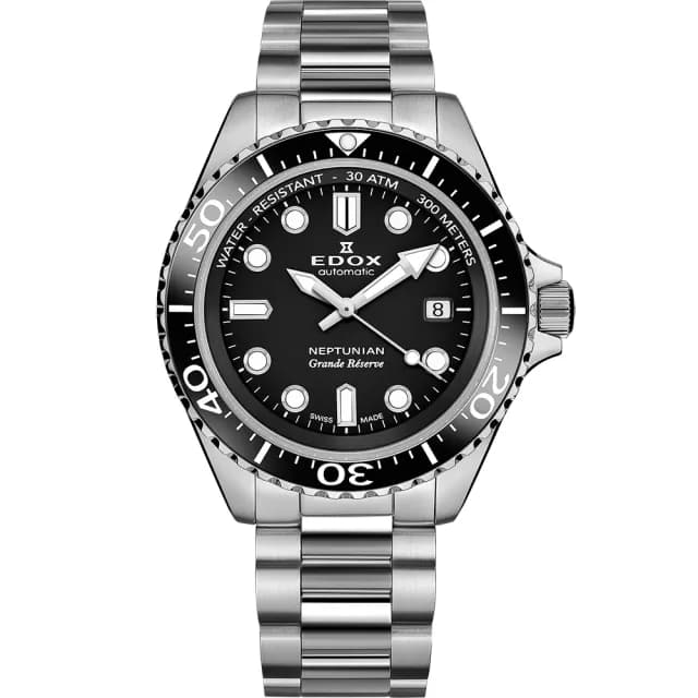 【EDOX 伊度】Neptunian 海神 68H超動能300米潛水機械錶-黑/42mm 送禮 禮物 推薦(E80801.3NM.NIN)