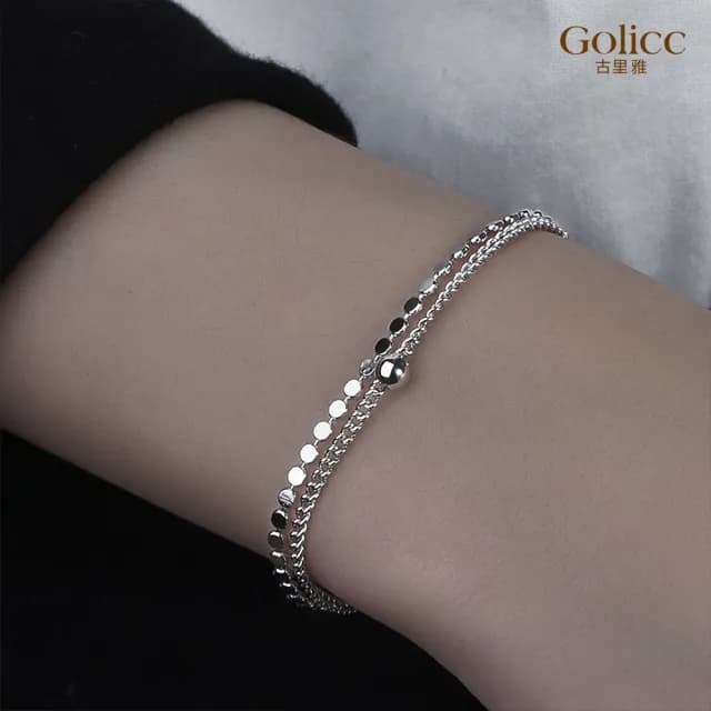 【Golicc】手鍊 嘻哈 金屬 雙層(七夕 情人節 生日 手環 手繩 首飾 飾品 禮物)