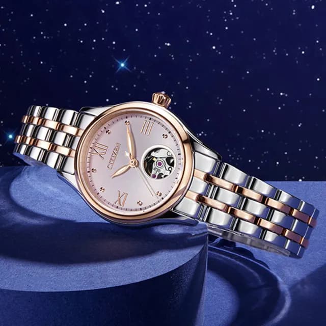 【CITIZEN 星辰】LADYS系列 氣質金 小鏤空透視 機械腕錶 畢業禮物 送禮 推薦(PR1044-87X)