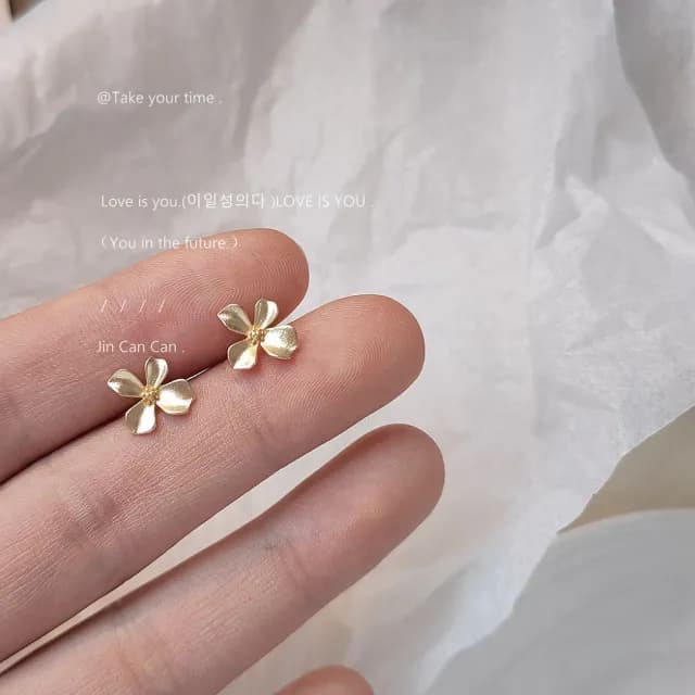 【TWINKLE】耳環 花卉系列 超mini槴子花925銀針耳環 鍍啞光#TW0202(925銀針)