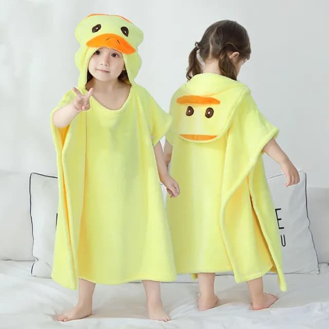 【Vanibaby】連帽浴巾衣(動物造型 吸水珊瑚絨)