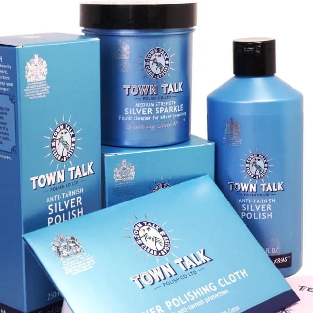 【Town Talk】父親節禮物 銀飾專業清潔組-英國皇室御用洗銀水+拭銀乳+中尺寸拭銀布套組(銀飾日常保養清潔專