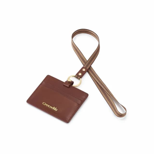 【Crocodile】雙11 生日禮物 識別證套 2卡 Naturale系列-0103-11009-咖啡色-鱷魚皮件(植鞣皮 新