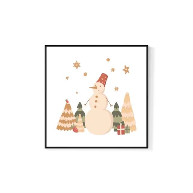 【菠蘿選畫所】聖誕雪人堆 - 60x60cm(冬季聖誕裝飾掛畫/聖誕節禮物/菠蘿選畫所)