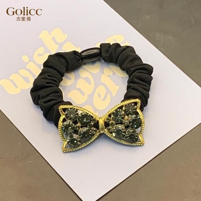 【Golicc】髮圈 韓國 大水鑽 蝴蝶結(母親節 生日 情人節 髮飾 髮帶 飾品 禮物)