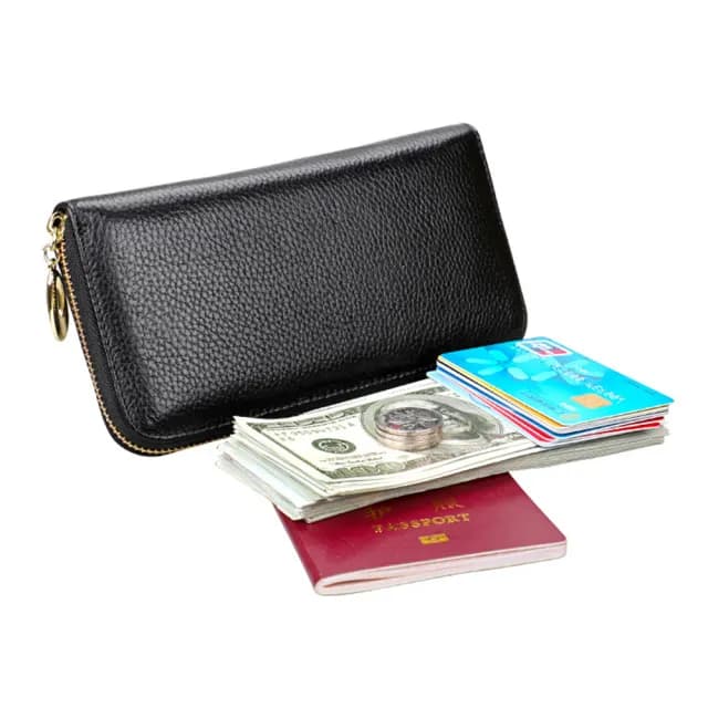 【Starshop】荔枝紋手拿包 真皮皮夾 牛皮皮包 長夾 女士皮夾 男士錢包 拉鏈錢包 大容量證