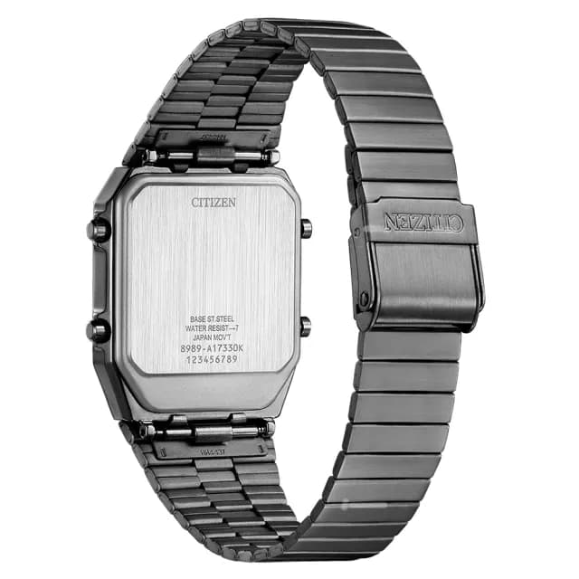【CITIZEN 星辰】夜光型者80年代復古手錶 指針/數位/溫度顯示 七夕 情人節禮物(JG2147-85X)