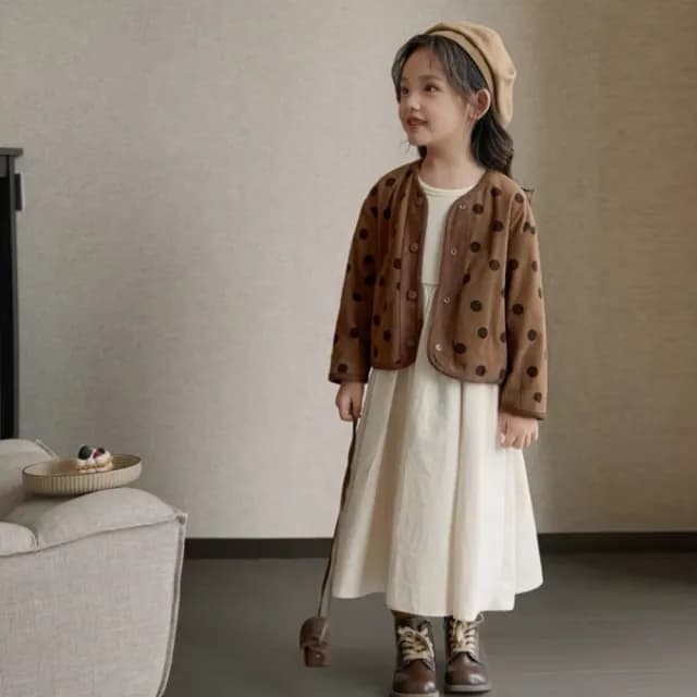 【橘魔法】羅紋坑條長袖連身洋裝(大童 連身裙 連衣裙 兒童 洋裝 中童 童裝 女童)