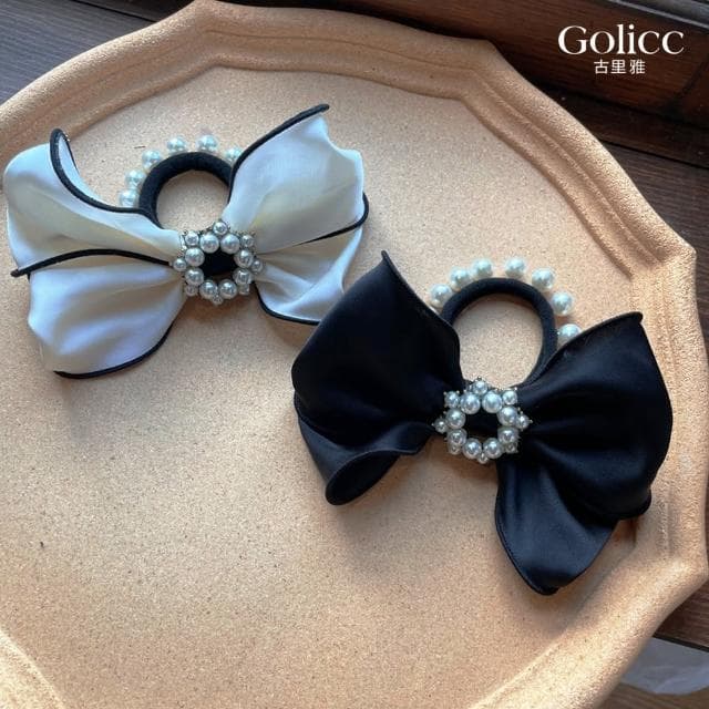 【Golicc】髮圈 韓版 小香風 珍珠 蝴蝶結 馬尾髮圈(母親節 生日 情人節 髮飾 頭飾 大腸圈 髮夾 禮物)