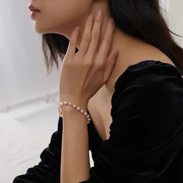 【City Diamond 引雅】天然珍珠4-5mm 金色隔珠 手鍊(職人工藝系列)