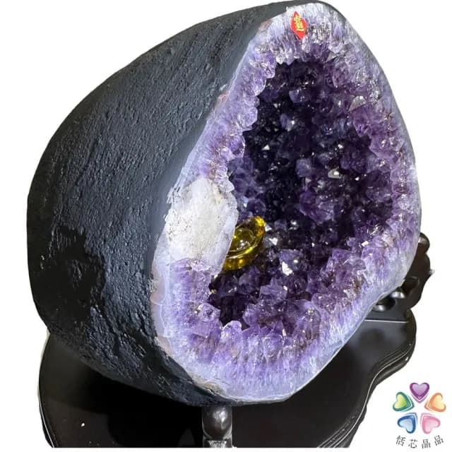 【恬芯晶品】9.16kg巴西頂級紫晶圓洞聚寶盆AM30(桌上型聚財招財貴人開運風水擺件帝王紫水晶洞新居禮物)