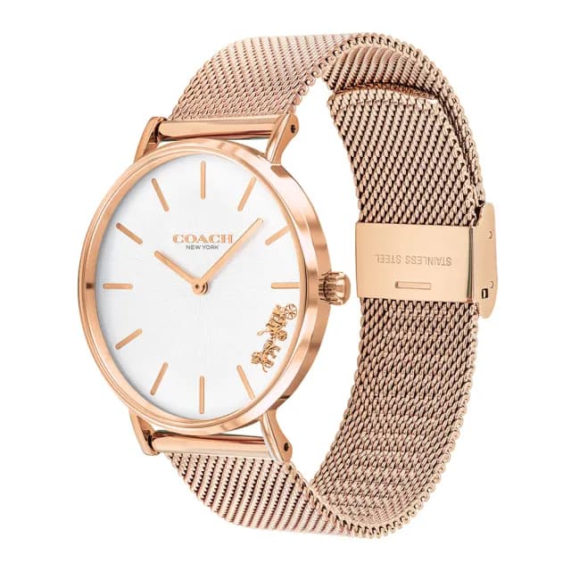 【COACH】官方授權經銷商 經典馬車米蘭帶女錶-36mm/玫瑰金 雙12 優惠 聖誕 禮物(14503126)