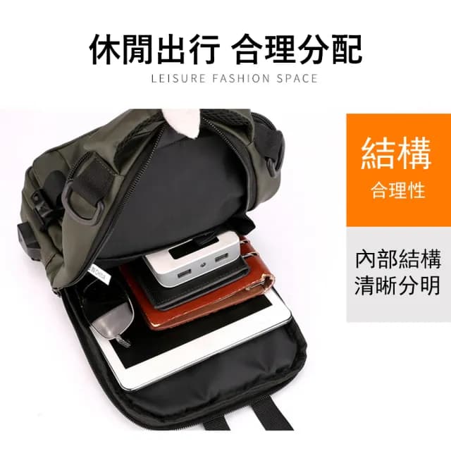 【Janyo】多功能休閒斜背包 男士胸包 USB充電側背包 雙肩包 交換禮物(交換禮物)
