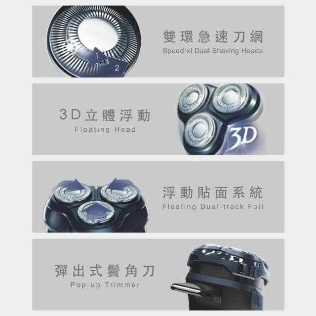 【NAKAY】IPX6級三刀頭充電式電動刮鬍刀全機防水可水洗NS-603(交換禮物首選)