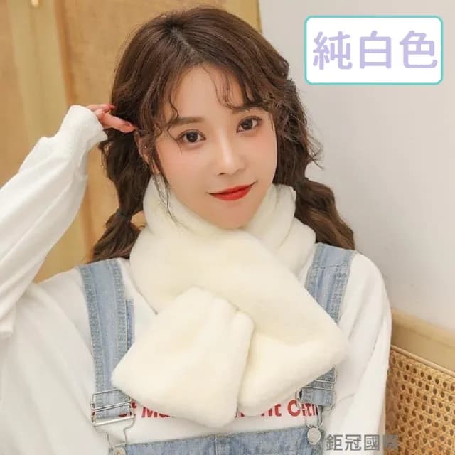 【JG國際】韓版百搭款 仿兔毛單色造型圍巾 保暖毛絨系列(秋冬 圍巾 脖圍 保暖 柔軟 舒適 日韓 穿搭 簡約)