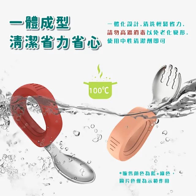 【自主進食】寶寶副食訓練勺-2入(湯匙 叉子 學習餐具 寶寶餐具 兒童餐具 學吃飯 輔助勺)