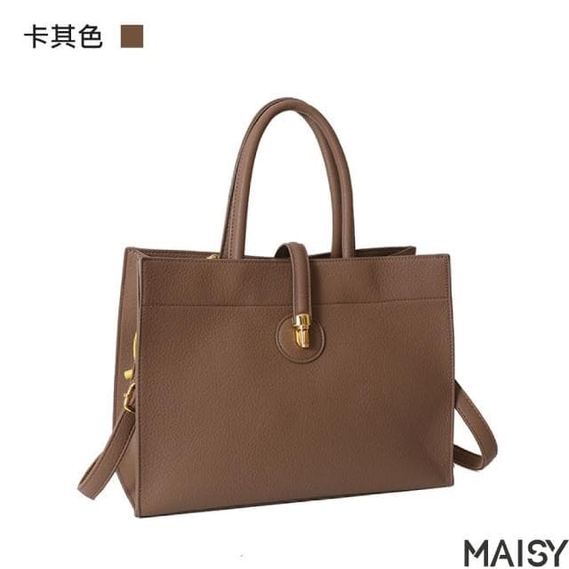 【MAISY】母親節禮物 輕奢淑女款質感通勤手提包(現+預  黑色／棕色／卡其色)