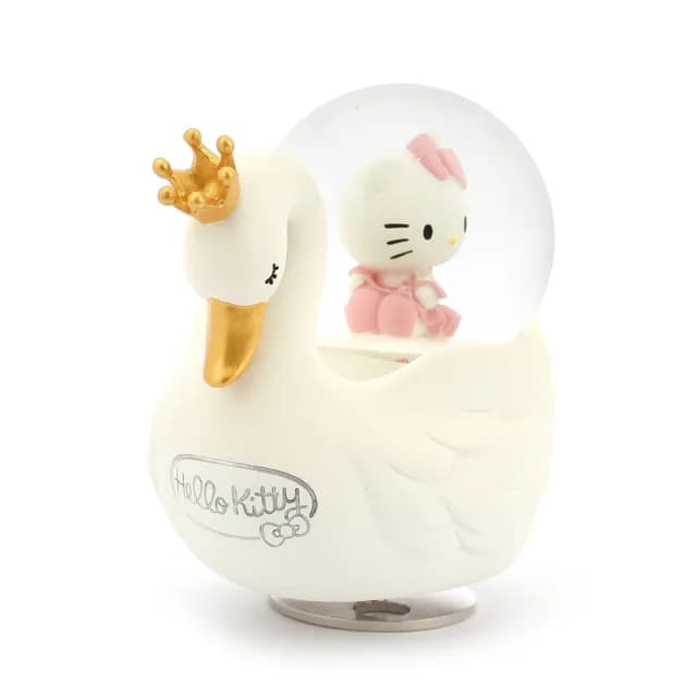 【JARLL 讚爾藝術】Hello Kitty 天鵝湖 水晶球音樂盒(生日禮物 新居禮物 閨蜜禮物 情人節禮物)