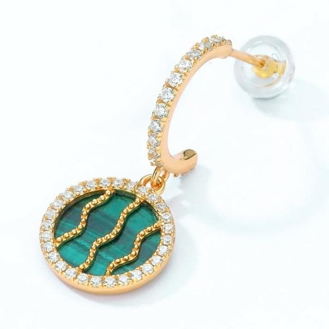【米蘭精品】現貨+預購 孔雀石耳環925純銀耳針(甜美西瓜造型孔雀石女飾品聖誕節交換禮物74gf41)