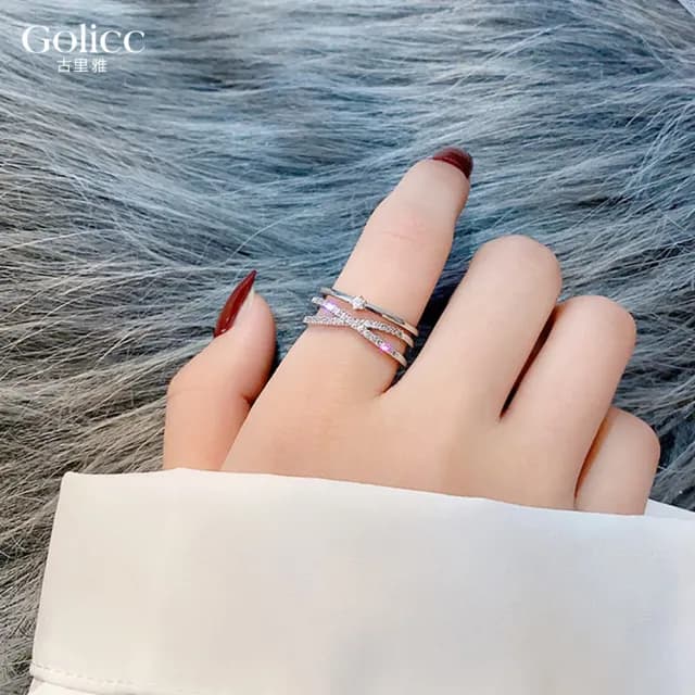 【Gulicc】戒指 韓國 時尚 鑲鑽 開口 食指戒(雙11 聖誕節 生日 造型戒 食指戒 尾戒 禮物)