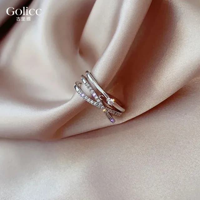 【Gulicc】戒指 韓國 時尚 鑲鑽 開口 食指戒(雙11 聖誕節 生日 造型戒 食指戒 尾戒 禮物)