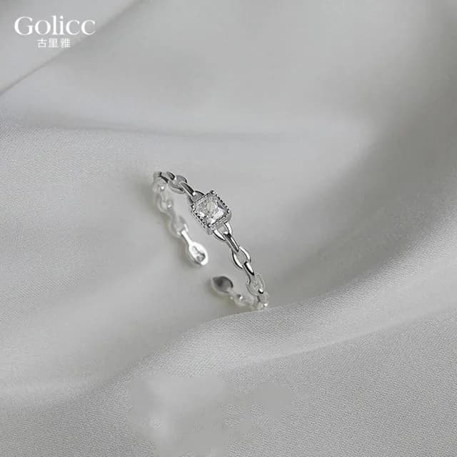 【Golicc】戒指  韓版 微鑲 鍊條 食指戒(99購物限定 生日 造型戒 食指戒 尾戒 禮物)