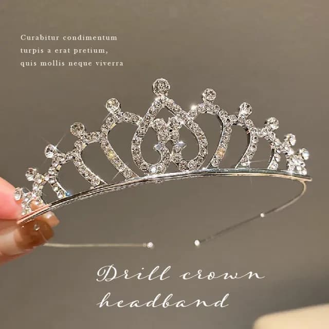 【氣質公主】水鑽皇冠髮箍(新娘 水晶 女王 髮飾 髮夾 頭飾 兒童 花童 萬聖節 禮服 王冠 婚紗 生日 拍照)