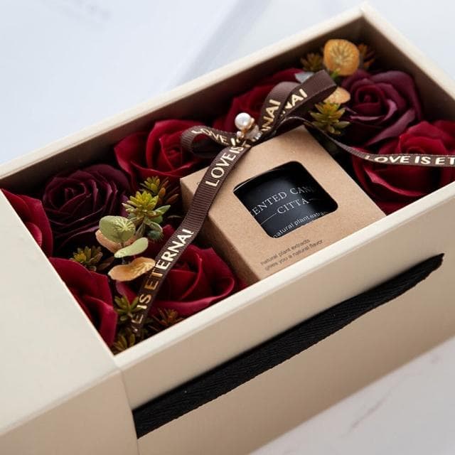 【L’ANDYA☆台灣好購】香氛蠟燭皂花禮盒(香皂花 香氛蠟燭燈 女生生日禮物 質感禮物 交換禮物 送禮)