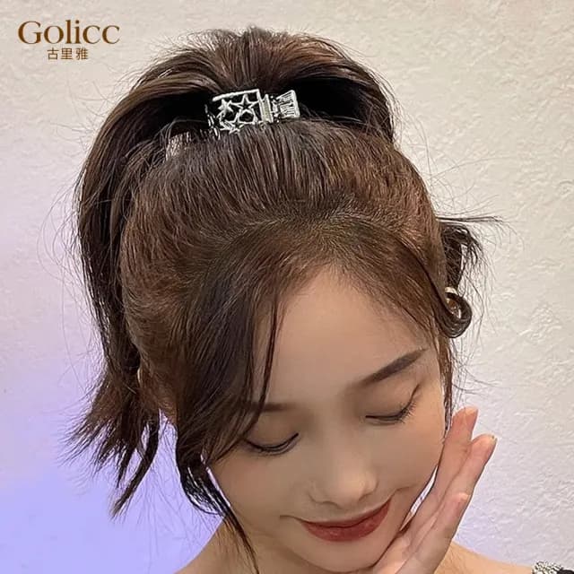 【Gulicc】簍空 星星 高馬尾 固定 神器(雙11 聖誕節 生日 髮飾 頭飾 鯊魚夾 抓夾 禮物)