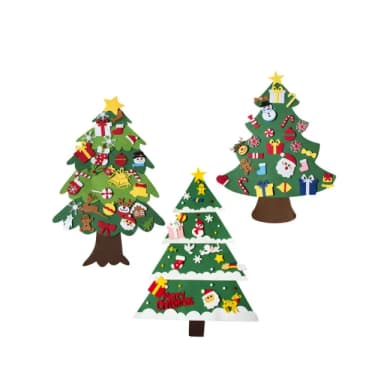 【QIDINA】2入-DIY毛氈布掛牆聖誕樹（不含燈泡）(聖誕禮物 交換禮物 聖誕節禮物 聖誕節佈置)