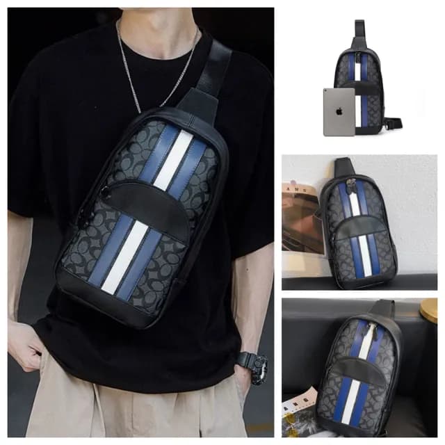 【LEEHER】父親節禮物 男生包包/側背包/斜背包/單肩胸包/撞色包/歐美包包/男生潮流包/日系包包/皮革包包/男