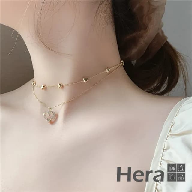 【HERA 赫拉】愛意滿滿仙女愛型愛心鎖骨鍊 ANB1(項鍊 項鏈 情人節禮物 生日禮物)