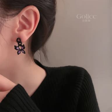 【Golicc】耳環 復古 黑蝴蝶(618 七夕 情人節 生日 飾品 耳釘 耳飾 耳墜 禮物)
