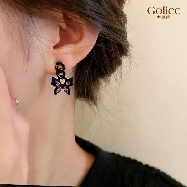 【Golicc】耳環 復古 黑蝴蝶(618 七夕 情人節 生日 飾品 耳釘 耳飾 耳墜 禮物)